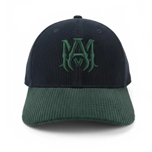 Amiri Signature Monogram Trucker Hat –Navy/Black with Premium Green Accents
